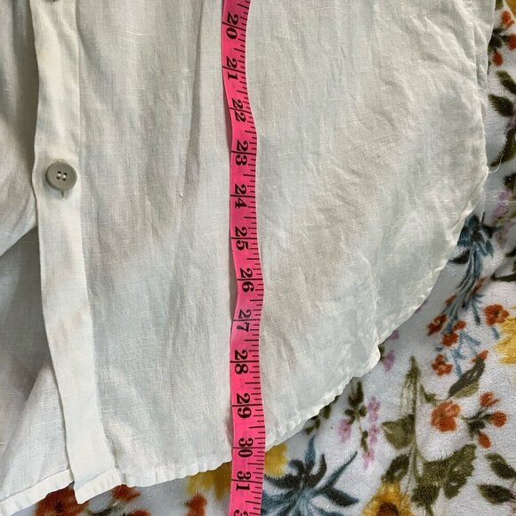 Flax Jeanne Engelhart Shirt Womens Button Linen White Lagenlook Boho - Picture 6 of 7